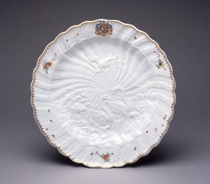 Tallerken fra Svanetjenesten, Meissen Porselen, ca. 1737-41 (hardlimt porselen)